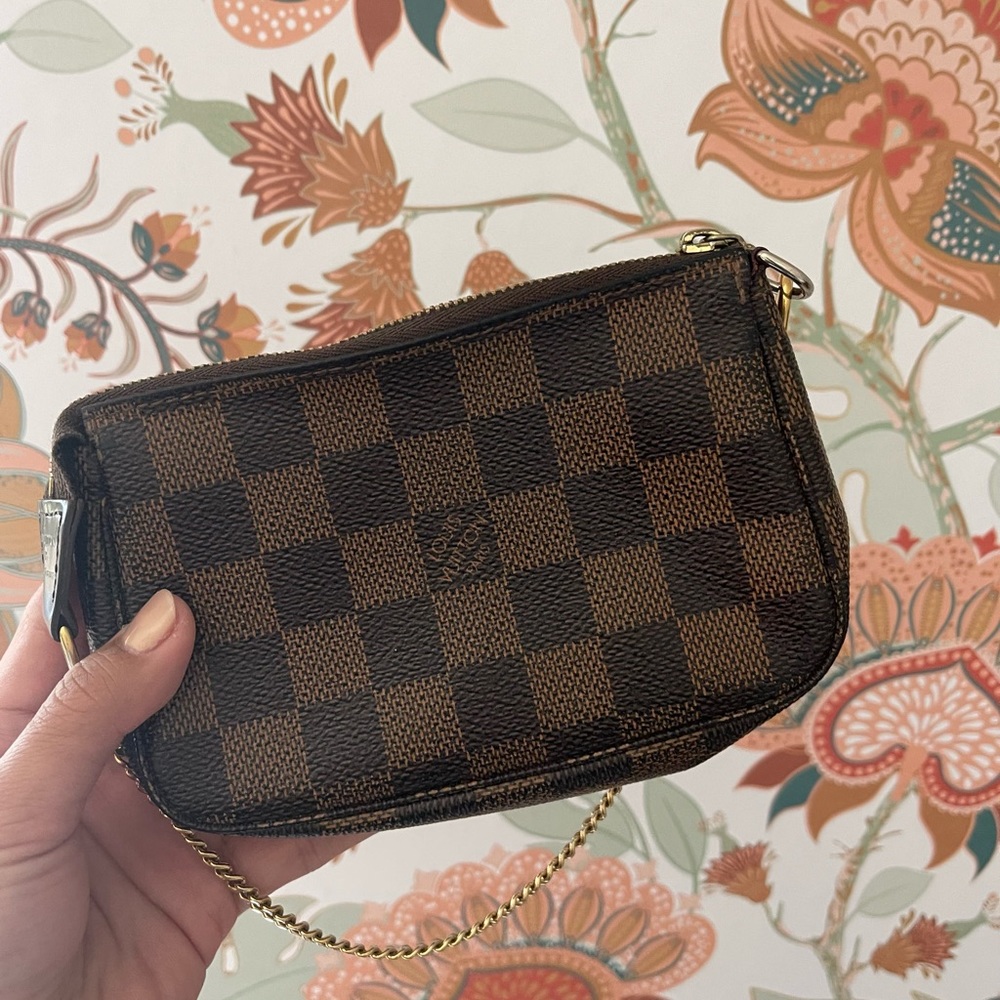 Authentic Louis Vuitton mini pochette accessoires damier ebene